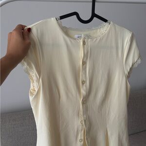 Peppermayo Cream Lace-Trimmed Top